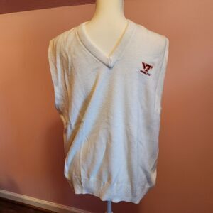 Frank Beamer Sportswear Virginia Tech Sweater Vest Cream Men's Size Large